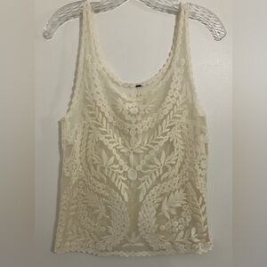 Ivory Lace Sheer Lace Layering Top Boho Festival Dainty Sm Ethereal Twee